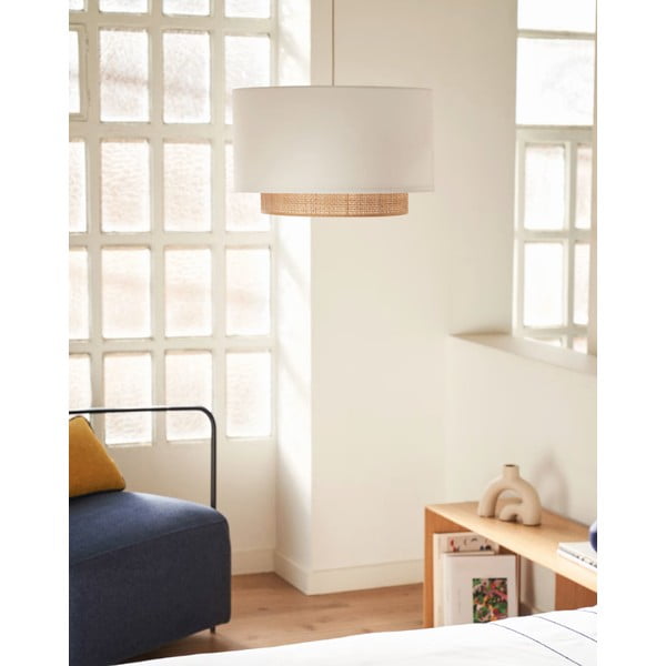 Biało-naturalny tekstylny abażur ø 40 cm Erna – Kave Home-image-2