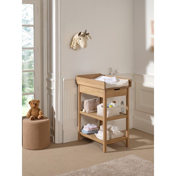 Przewijak z litego drewna dębowego z przewijakiem w naturalnym kolorze Forrest – Vipack-image-1