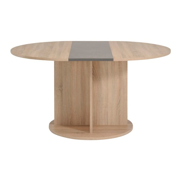 Owalny stół rozkładany z dekorem drewna dębowego i betonu Parisot Rouen, 145x109 cm