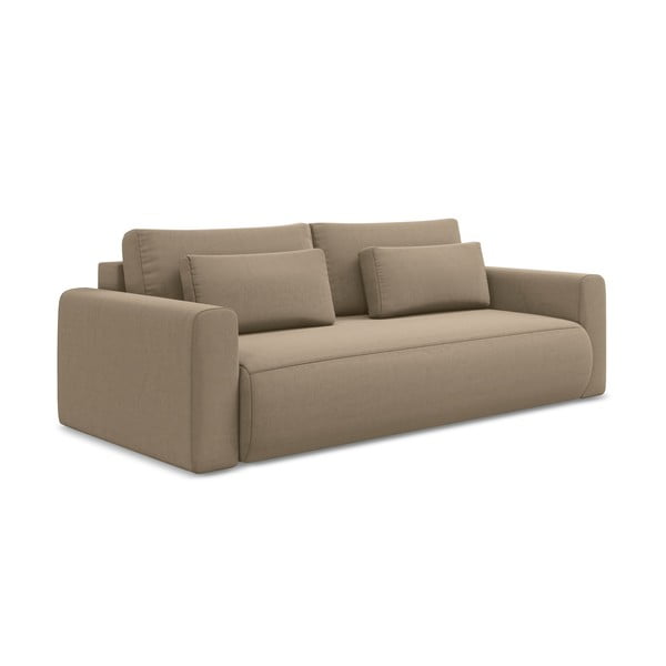 Jasnobrązowa aksamitna rozkładana/ze schowkiem sofa 238 cm Kapua – Makamii-image-1