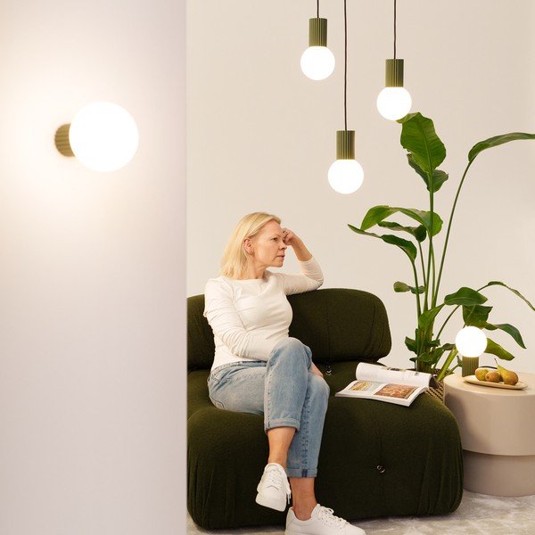 Zielona lampa wisząca z opalowego szkła ø 12 cm Orbital – Sollux-image-4