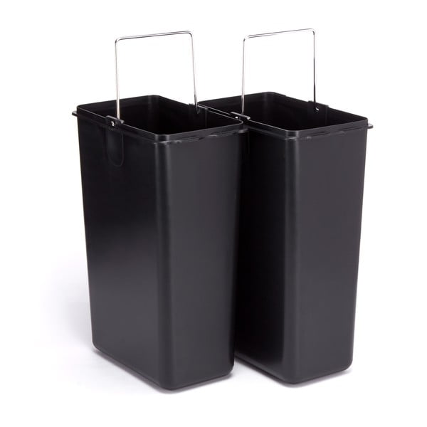 Stalowy kosz na śmieci 2x8 l do segregacji odpadów/z pedałem w kolorze matowego srebra   Tri Selectif – MSV-image-3