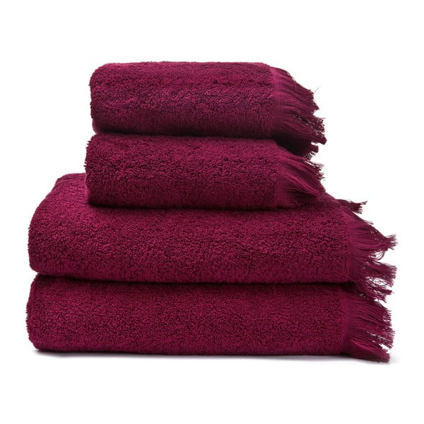 Zestaw 2 bordowych ręczników bawełnianych i 2 ręczników kąpielowych Cassa Di Bassi Riad