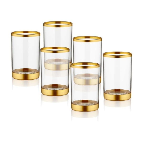 Zestaw 6 szklanek do likieru w złotym dekorze The Mia Glam