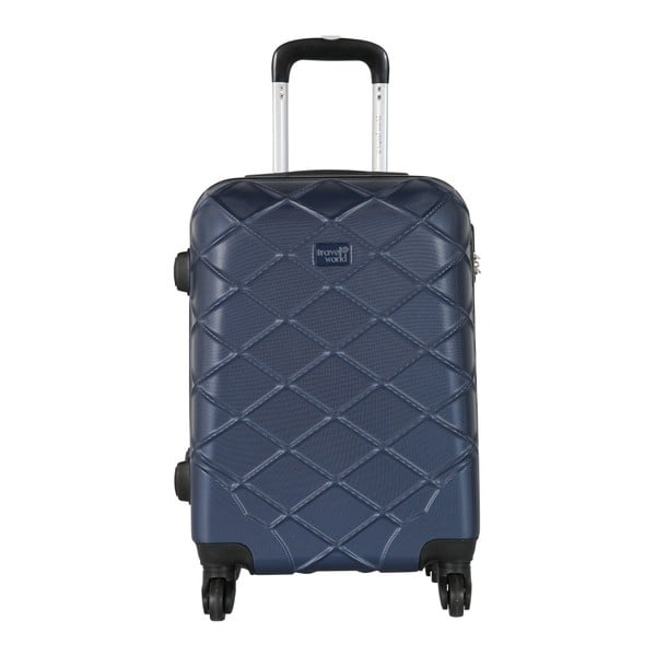 Niebieska walizka podręczna na kółkach Travel World, 44 l