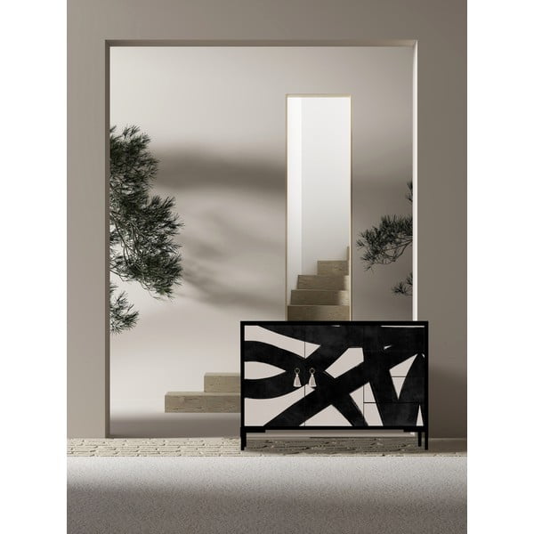 Czarno-beżowa niska komoda 113x84 cm Wilma – Really Nice Things-image-1
