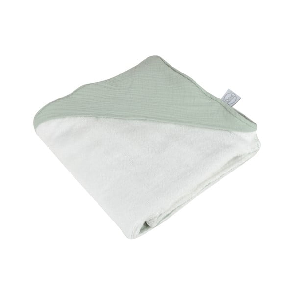 Zielony muślinowy ręcznik dziecięcy z kapturem 75x75 cm – Bébé Douceur
