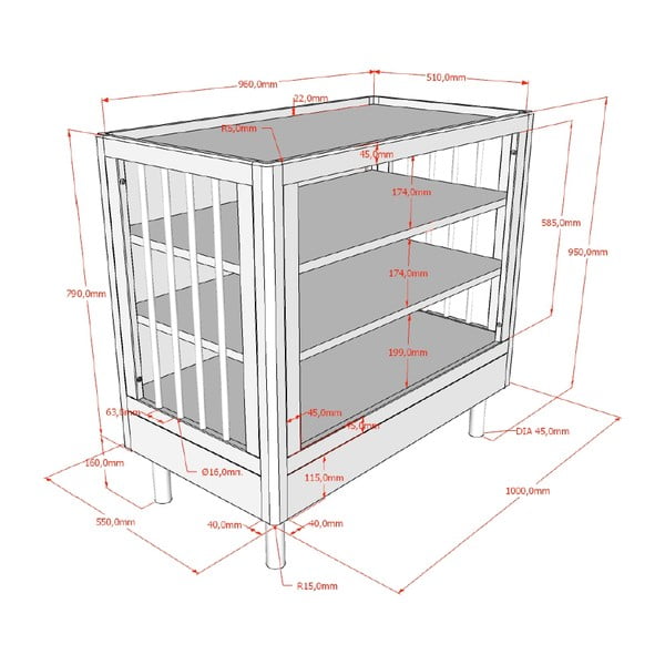 Komoda dziecięca z litego drewna dębowego z przewijakiem w naturalnym kolorze 100x95x55 cm Forrest – Vipack-image-4
