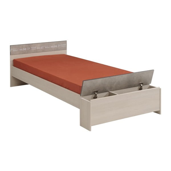 Łóżko 1-osobowe w kolorze jesionu ze schowkiem Parisot Amoux, 90x190 cm