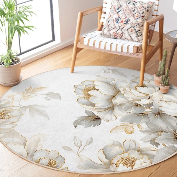 Jasnoszaro-beżowy okrągły dywan odpowiedni do prania ø 80 cm Soft and Gentle – Mila Home-image-2