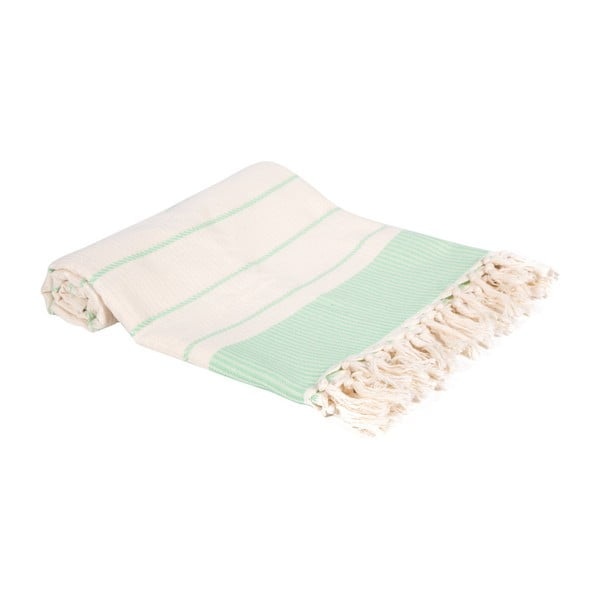 Zielony ręcznik kąpielowy tkany ręcznie Ivy's Pinar, 100x180 cm