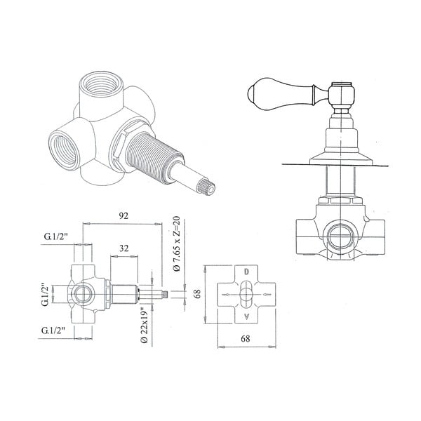 Podtynkowy przełącznik do baterii wannowej w kolorze matowego srebra Antea – Sapho-image-1