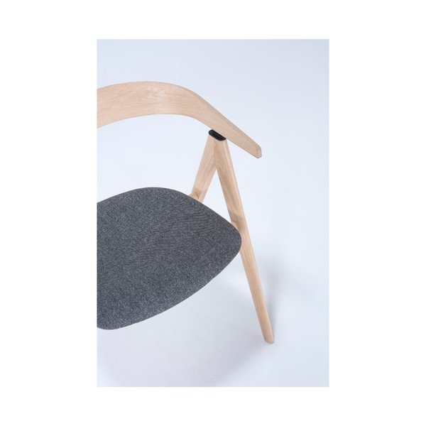 Ławka z drewna dębowego z szarym siedziskiem Gazzda Ava-image-2