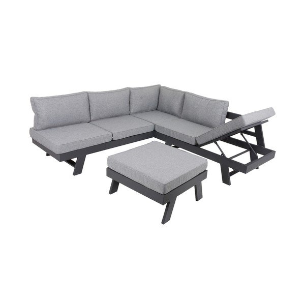 Szary aluminiowy zestaw mebli ogrodowych dla 4 osób Donna – Garden Pleasure-image-4