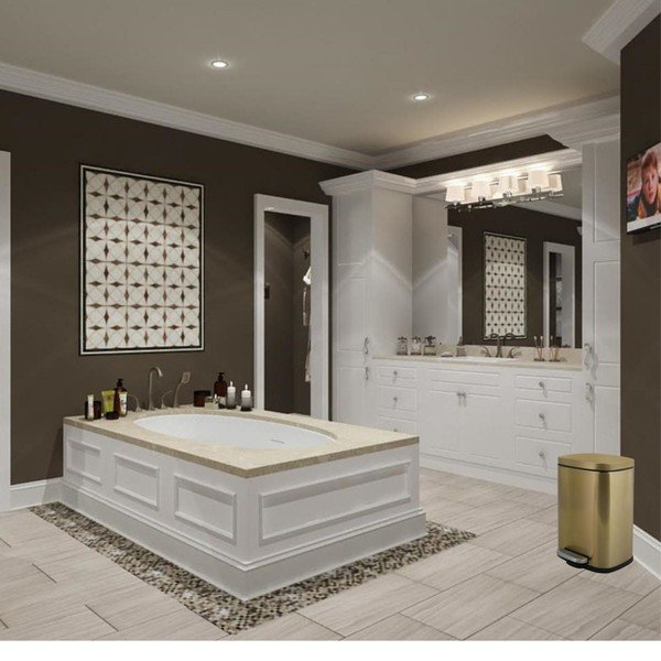 Stalowy kosz na śmieci z pedałem w kolorze matowego złota 5 l   Akira – Spirella-image-2