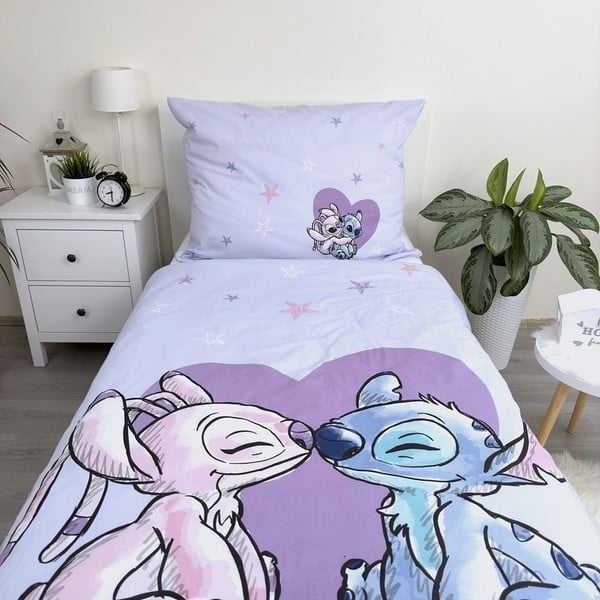 Bawełniana jednoosobowa pościel dziecięca 140x200 cm  Lilo and Stitch "Heart" – Jerry Fabrics-image-3