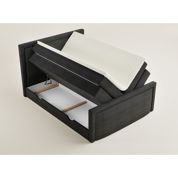 Antracytowe łóżko kontynentalne ze schowkiem 200x200 cm Fresco – Maison de Rêve-image-1