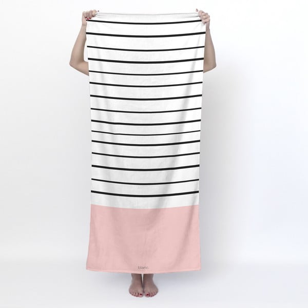 Czarno-biało-różowy ręcznik kąpielowy 70x150 cm Blush – Blanc