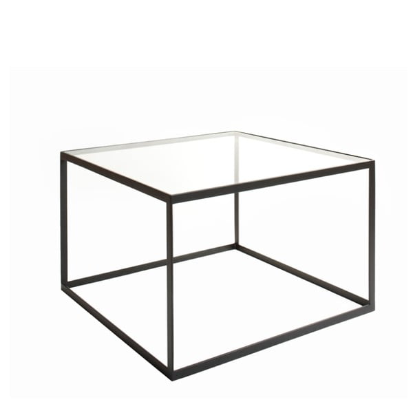 Czarny stolik ze szkłem przezroczystym Kureli Kubisto, 50x80cm