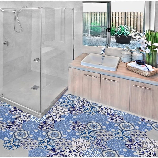 Komplet 10 wodoodpornych naklejek na podłogę Ambiance Ursulina, 20x18 cm-image-3