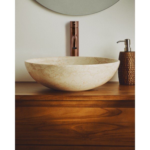 Beżowa kamienna okrągła umywalka ø 40 cm Darnen – Kave Home-image-1