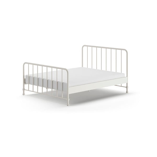 Białe metalowe łóżko ze stelażem 160x200 cm BRONXX – Vipack