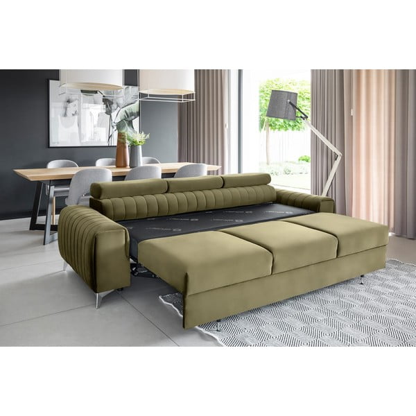 Aksamitna rozkładana sofa w kolorze khaki 261 cm Laurence – ELTAP-image-4