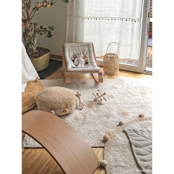 Beżowy bawełniany dywan dziecięcy tkany ręcznie odpowiedni do prania ø120 cm Bubbly Honey – Lorena Canals-image-4