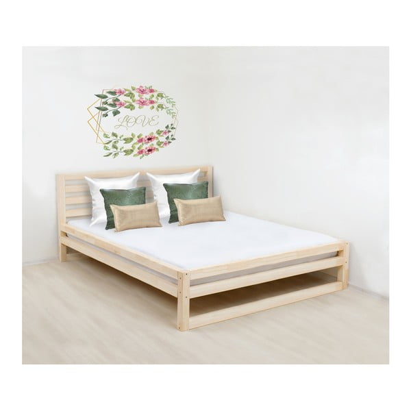 Drewniane łóżko 2-osobowe Benlemi DeLuxe Bella Natural, 190x160 cm