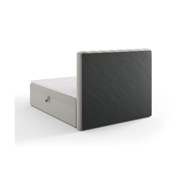 Szare łóżko boxspring ze schowkiem 160x200 cm Gina – Milo Casa-image-4