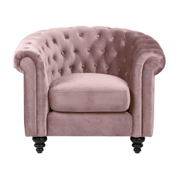 Różowy aksamitny fotel Actona Charlietown