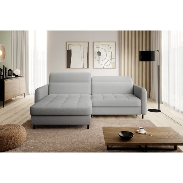 Szary rozkładany/ze schowkiem narożnik z materiału bouclé (lewostronny/z szezlongiem) Gomsi – ELTAP-image-3