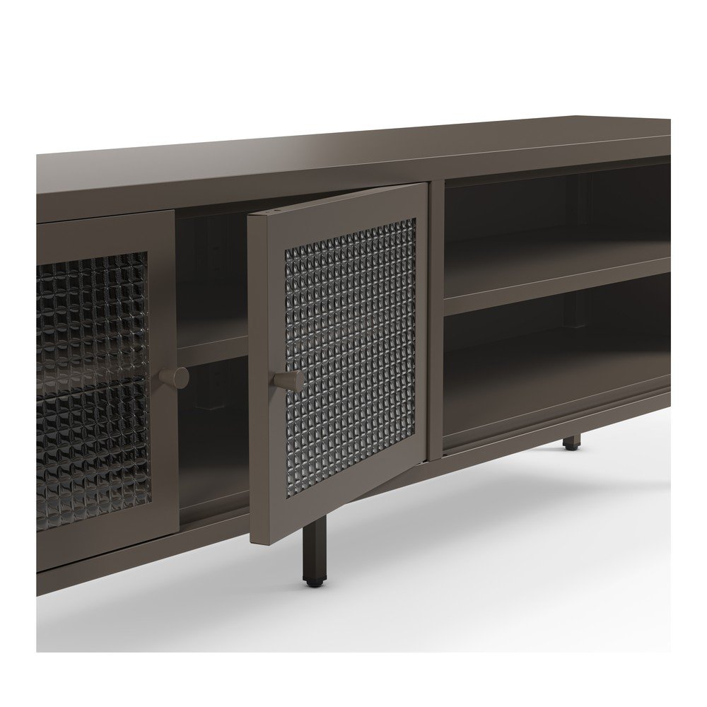 Szara metalowa szafka pod TV 160x50x35 cm Layna – Marckeric (zdjęcie 8)
