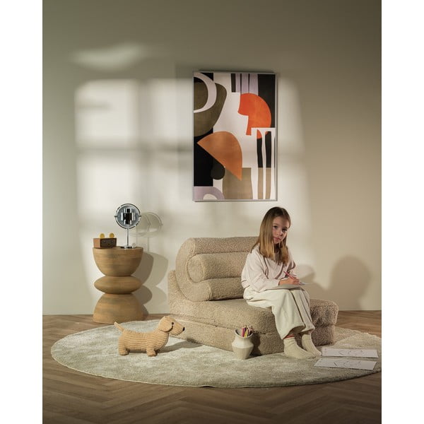 Jasnobrązowy fotel dziecięcy z materiału bouclé Flipster – Wigiwama-image-3