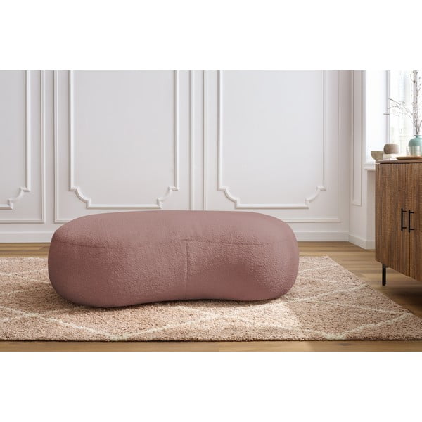 Różowy podnóżek z materiału bouclé Saint-Germain – Bobochic Paris-image-1