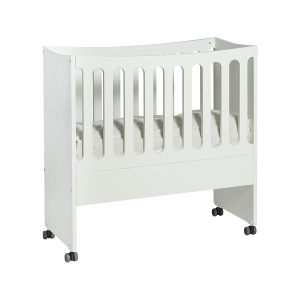 Białe dziecięce łóżeczko na kółkach ze zdejmowanym oparciem bocznym Manis-h, 89x44 cm-image-2