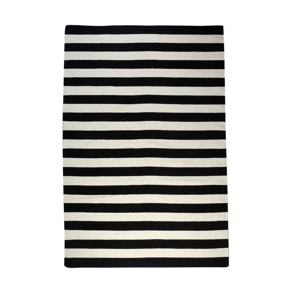 Dywan wełniany Geometry Stripes Black & White, 160x230 cm