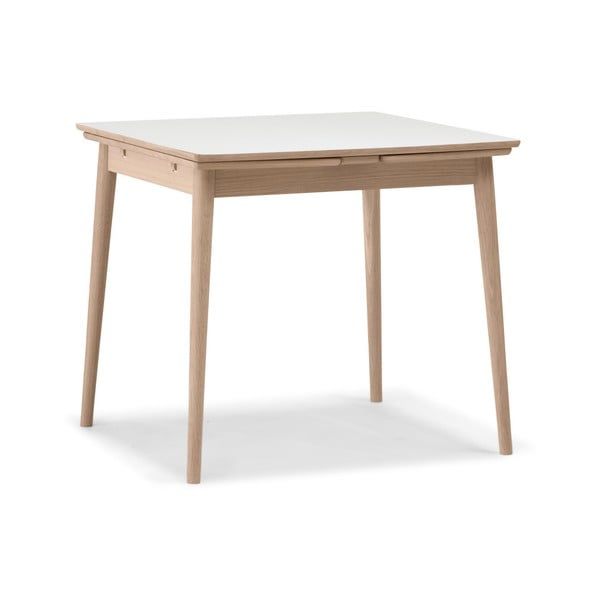 Rozkładany stół z białym blatem WOOD AND VISION Curve, 82x82 cm