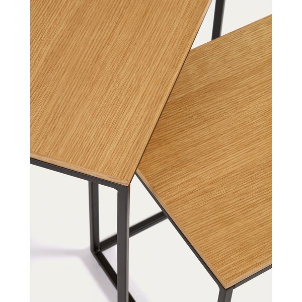 Stoliki z blatem w dekorze dębu zestaw 2 szt. 45x45 cm Yoana – Kave Home-image-3