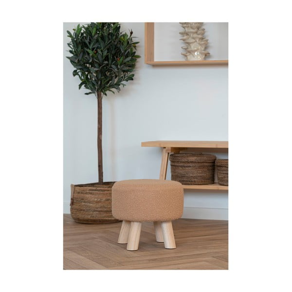 Beżowy podnóżek z materiału bouclé Aberdeen – House Nordic-image-3