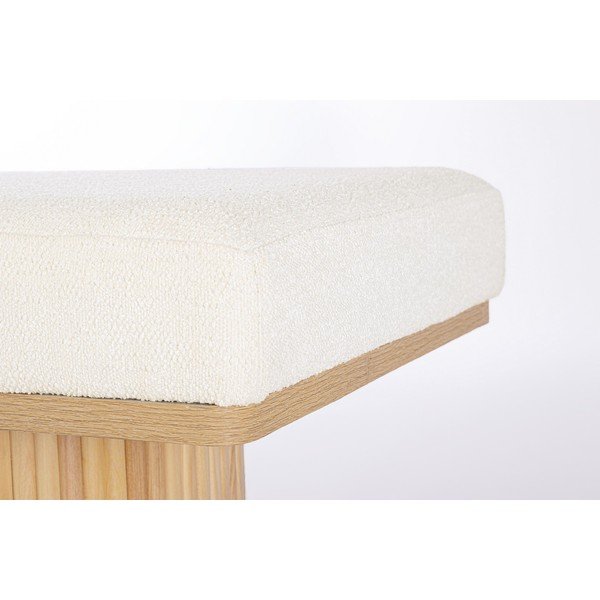 Kremowa tapicerowana ławka z materiału bouclé Floriana – Bizzotto-image-4