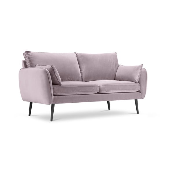 Jasnoróżowa aksamitna sofa z czarnymi nogami Kooko Home Lento, 158 cm-image-2