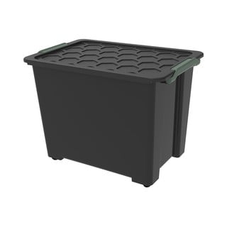 Czarny błyszczący pojemnik plastikowy z pokrywką Evo Safe − Rotho