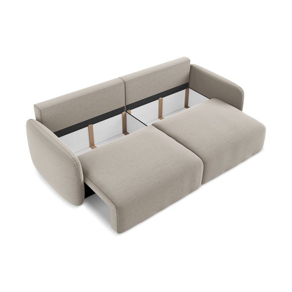 Szarobrązowa aksamitna rozkładana/ze schowkiem sofa 238 cm Kalena – Makamii-image-4