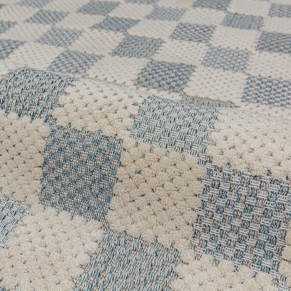 Niebieski chodnik z mieszanki bawełny odpowiedni do prania 80x230 cm Muted Checkerboard – Flair Rugs-image-4