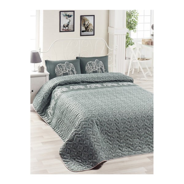 Zestaw bawełnianej narzuty na łóżko i 2 poszewek na poduszki Lesso Cara, 200x220 cm