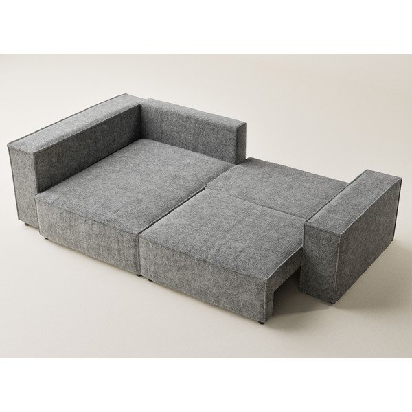 Szary rozkładany/ze schowkiem narożnik z tkaniny szenilowej (lewostronny/w kształcie litery L) Tonga – Maison de Rêve-image-3