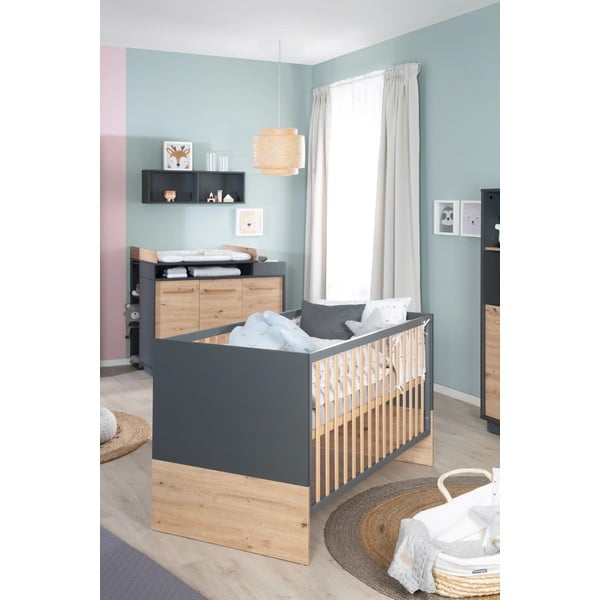 Ciemnoszaro-naturalne łóżeczko 70x140 cm Lenn – Roba-image-1