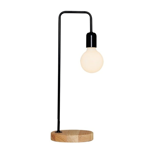 Czarna lampa stołowa z drewnianą podstawą Homemania Decor Valetta