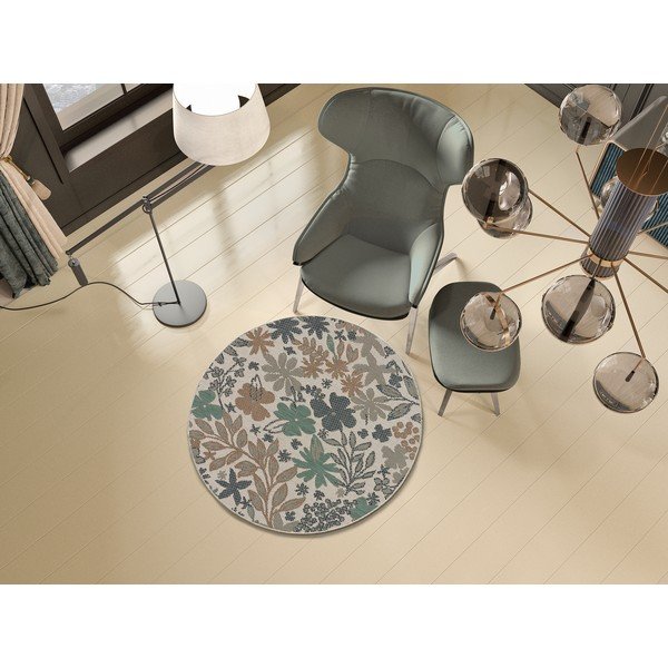 Beżowo-zielony dywan zewnętrzny Universal Floral, ø 115 cm-image-1